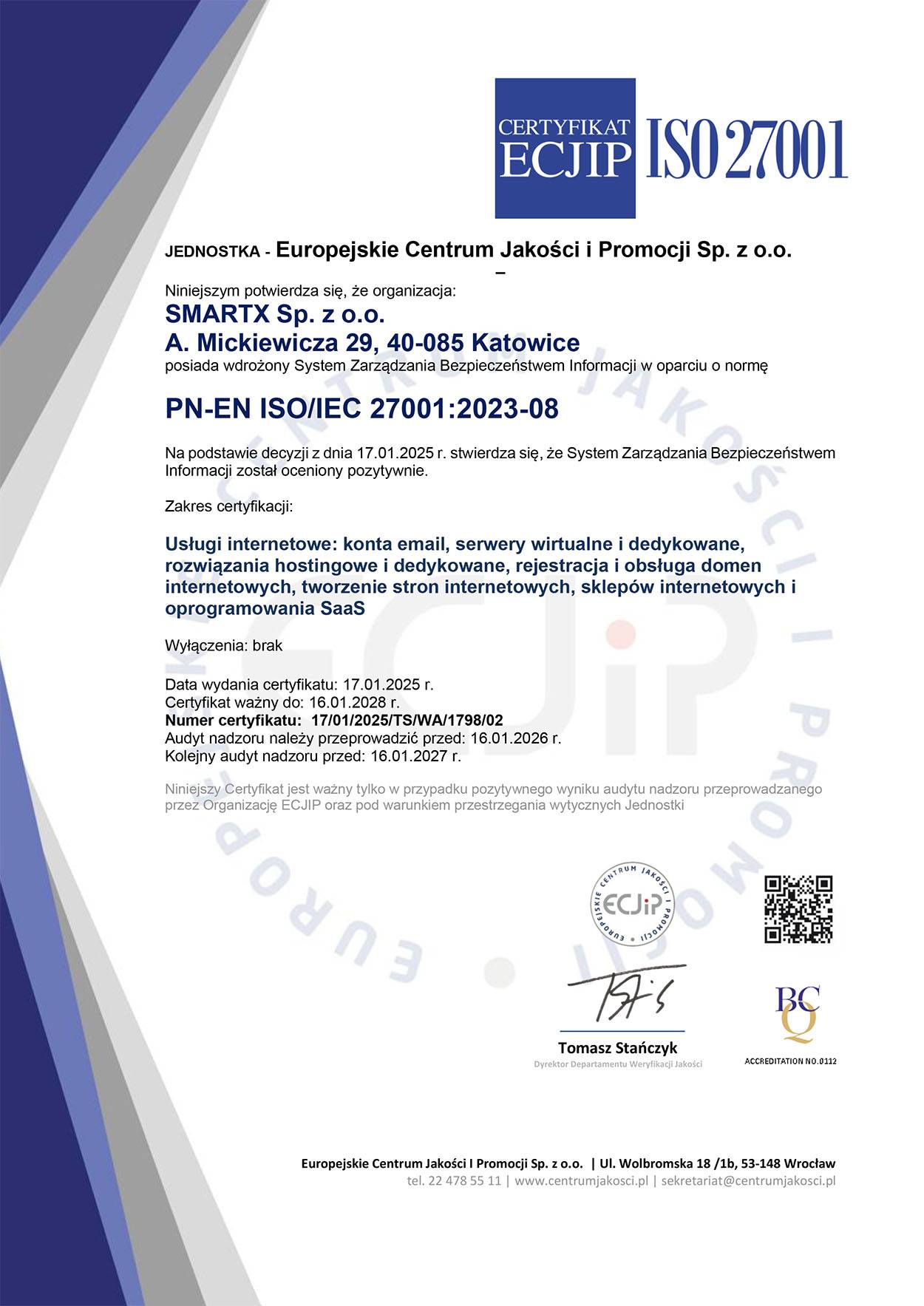 SMARTX ISO 27001 2025